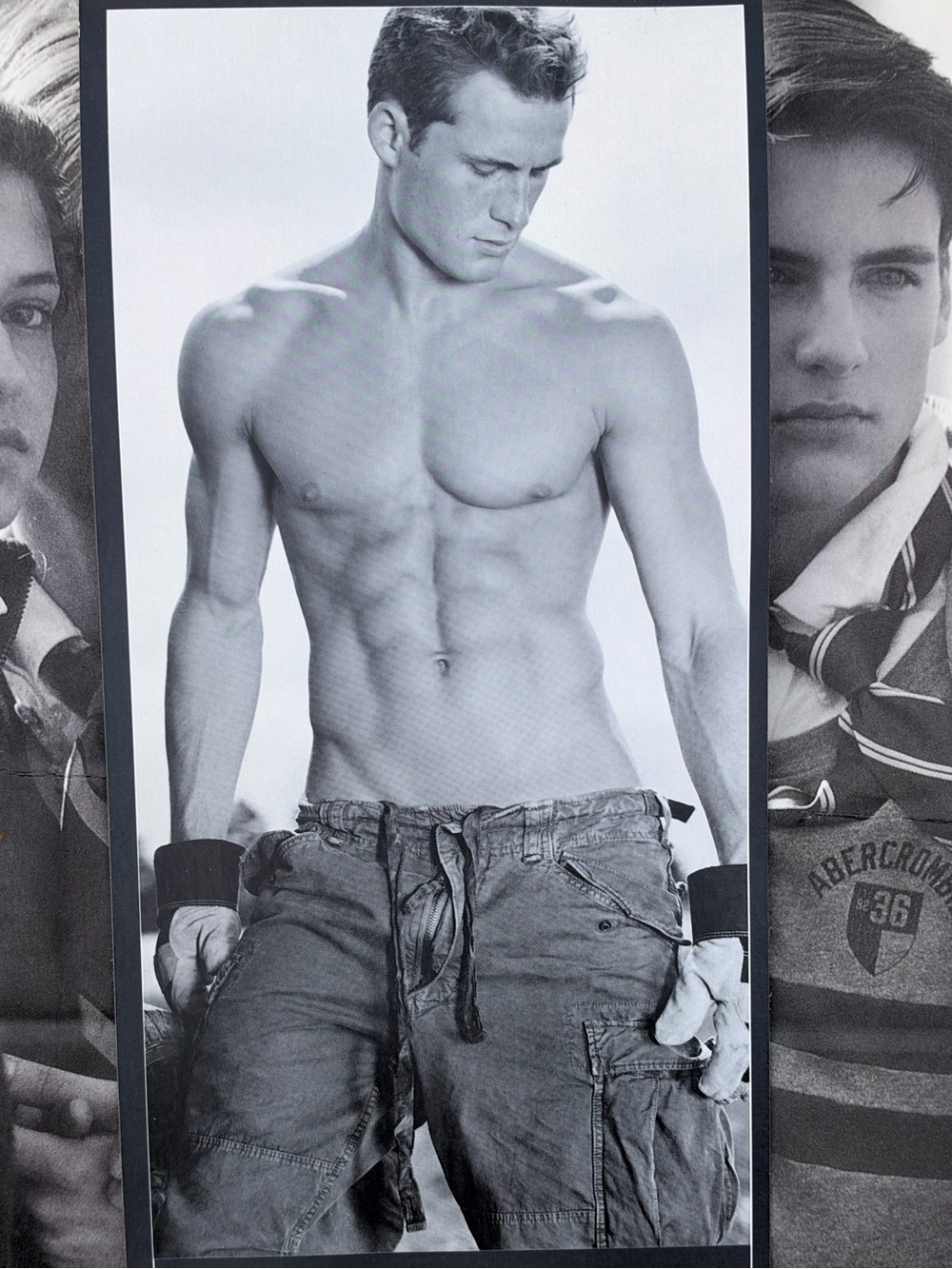 2 LOT ABERCROMBIE MALE MODEL BRUCE WEBER PICTURE PORTRAIT MEN PAPER SHOPPING BAG